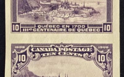 Canada #101i VF Unu 1908 10c Imperf Pair issued w/o gum, 50 pairs issued