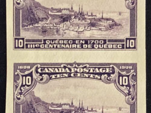 Canada #101i VF Unu 1908 10c Imperf Pair issued w/o gum, 50 pairs issued