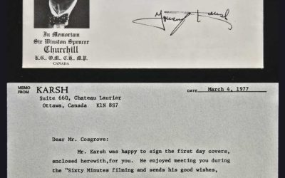 Yousuf Karsh signed 12 Aug 1965 5c Churchill FDC w/ 1979 note