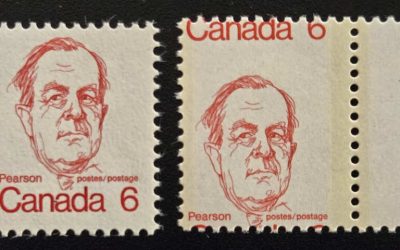 Canada #591, T1 Never Hinged 1973 6c untagged and Misperf duo