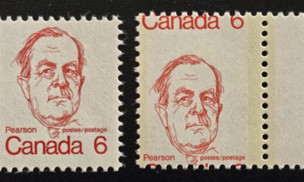 Canada #591, T1 Never Hinged 1973 6c untagged and Misperf duo