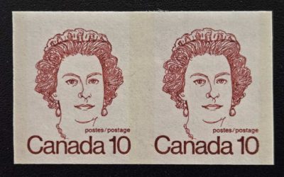 Canada #605a VFNH 1976 10c QEII Imperforate Pair