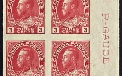 Canada #138ii VFNH 1924 3c Imperf R-Gauge Block (4)