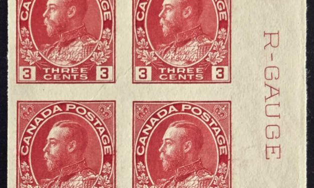 Canada #138ii VFNH 1924 3c Imperf R-Gauge Block (4)