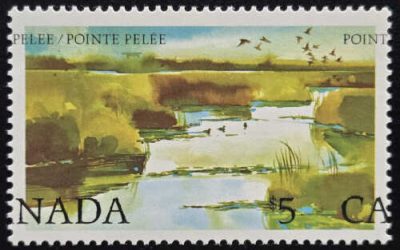 Canada #937 VFNH $5 Point Pelee Shifted Inscription
