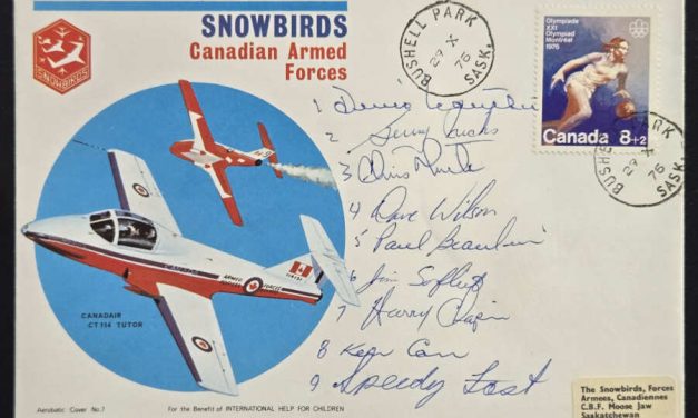 Snowbirds 29 Oct 1976 Signed Bushell Park, Sk. Cover #96/575