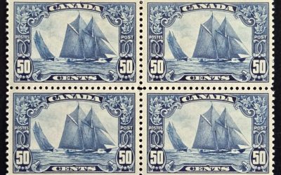 Canada #158 F/VF Mint 1929 50c Bluenose Block (4)