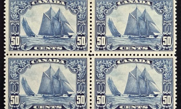 Canada #158 F/VF Mint 1929 50c Bluenose Block (4)