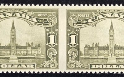 Canada #159b VF 1 NH 1929 $1 Perf by Imperf Pair, 250 issued