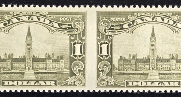 Canada #159b VF 1 NH 1929 $1 Perf by Imperf Pair, 250 issued