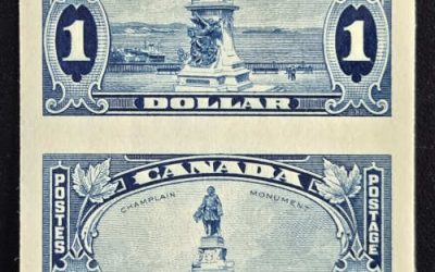 Canada #227a VFNH 1935 $1 Champlain Imperf Pair, 150 issued
