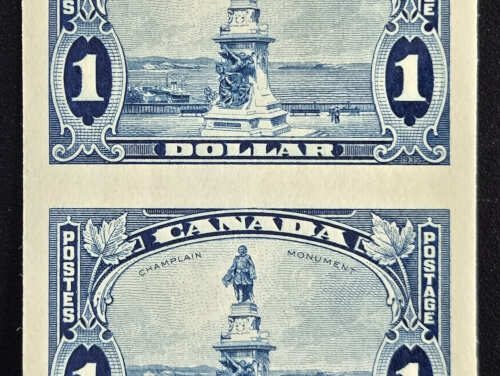 Canada #227a VFNH 1935 $1 Champlain Imperf Pair, 150 issued