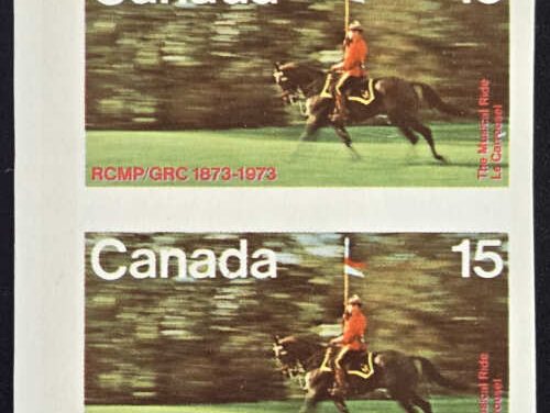 Canada #614a VFNH 1973 15c RCMP Musical Ride Imperf Pair