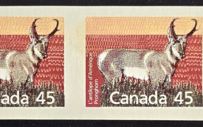 Canada #1172h VFNH 1990 45c Pronghorn Imperf Pair