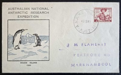 Heard Island 5 Feb 1949 ANARE 2.5d cacheted Scout FDC (1)