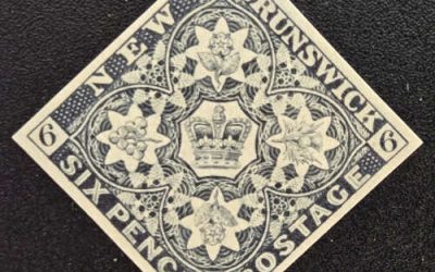 New Brunswick #2P VF 1851 6d Black Plate Proof
