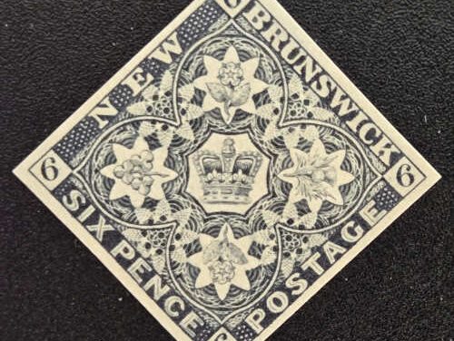 New Brunswick #2P VF 1851 6d Black Plate Proof
