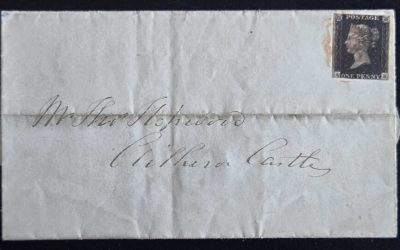 G.B. #1 8 Feb 1841 1d Black FLS, file fold