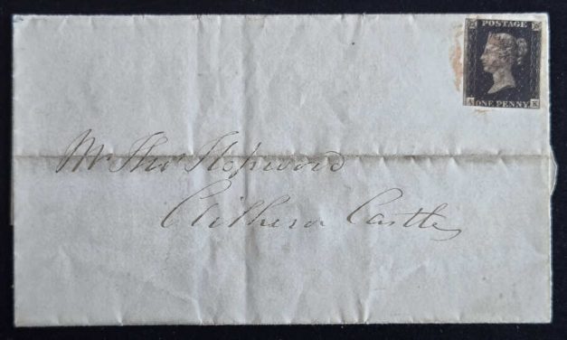 G.B. #1 8 Feb 1841 1d Black FLS, file fold