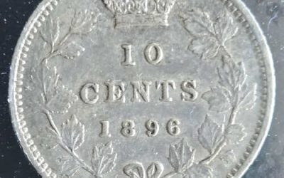 Dominion of Canada ICCS EF45 1896 Obverse 6 Silver 10 Cents
