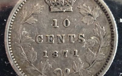 Dominion of Canada ICCS VF20 1871 QV Silver 10 Cents