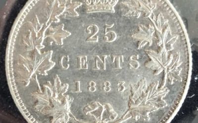 Dominion of Canada ICCS EF45 1883H Victoria Silver 25 Cents