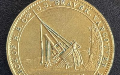 H.B.C. Unc 1892 S.S. Beaver gilded copper 7.84gm Wreck Medalet
