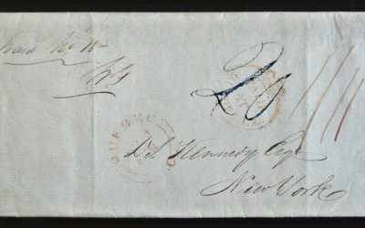 Quebec, LC 1 Sep 1848 Paid Crown Kennedy Cross Border FLS