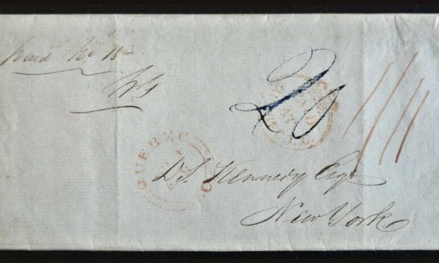 Quebec, LC 1 Sep 1848 Paid Crown Kennedy Cross Border FLS