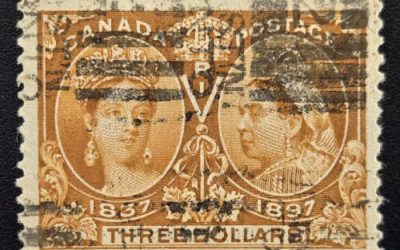 Canada #63 Fine Roller Used 1897 $3 Jubilee, 13,5000 issued