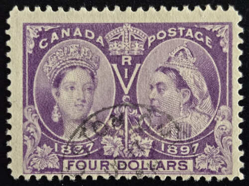 Canada #64 Fine Used 1897 $4 Jubilee, 14,500 printed