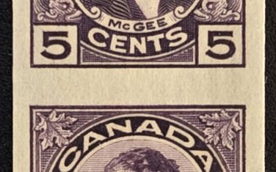 Canada #146a VFNH 1927 5c McGee Imperf Pair, 250 made