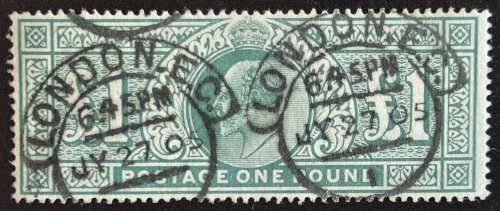 G.B. #142 27 Jy 1905 London Used Edward VII Pound