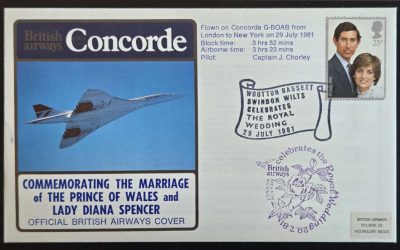 G.B. 29 Jul 1981 mixed franked Royal Wedding Concorde Flight Cover