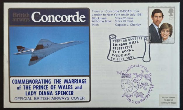 G.B. 29 Jul 1981 mixed franked Royal Wedding Concorde Flight Cover
