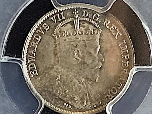Canada PCGS MS65 1910 Edward VII Pointed Leaves Silver 5c
