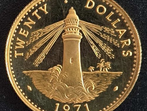 Bahamas BU 1971 Gold $20, 22,000 struck .2355oz AGW
