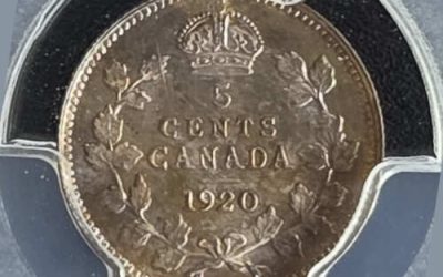 Canada PCGS MS64 1920 George V Silver 5 Cents