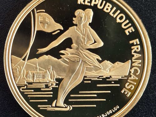 France Proof 1989 Olympic Ice Skating Gold 500 Francs .50128oz