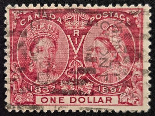 Canada #61 Fine roller Used 1897 $1 Jubilee