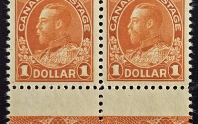 Canada #122b VF Mint $1 Admiral Type D Lathework Pair