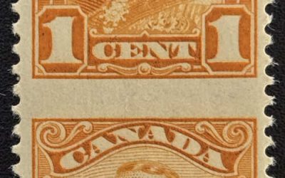 Canada #149e NH 1928 1c Perf by Imperf Pair, 250 made