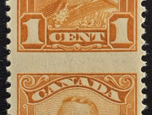 Canada #149e NH 1928 1c Perf by Imperf Pair, 250 made