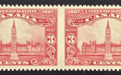 Canada #143b VFNH 1927 3c Perf by Imperf Pair, 250 made