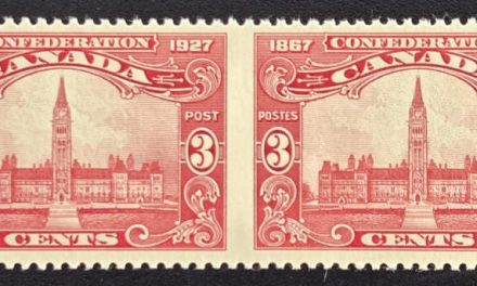 Canada #143b VFNH 1927 3c Perf by Imperf Pair, 250 made