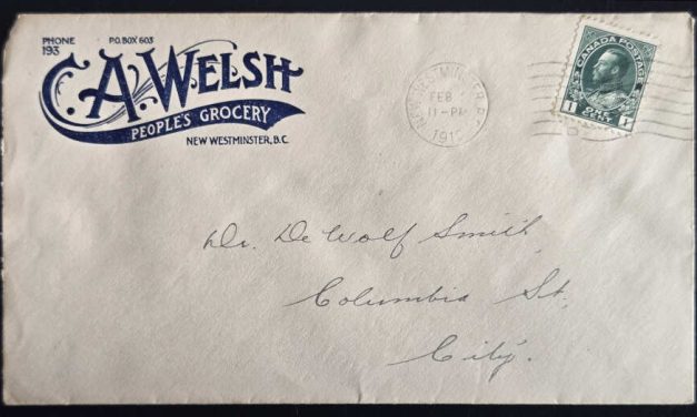 New Westminster 9 Feb 1912 1c Grocer Cover to De Wolf-Smith