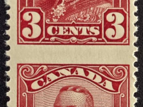 Canada #151c F/VF Never Hinged 1928 3c Perf by Imperf Pair
