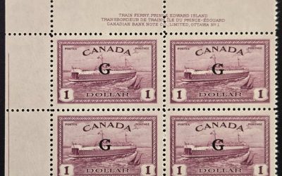 Canada #O20 VFNH UL 1950/51 $1 Ferry Plate 1 Block $700 (4)