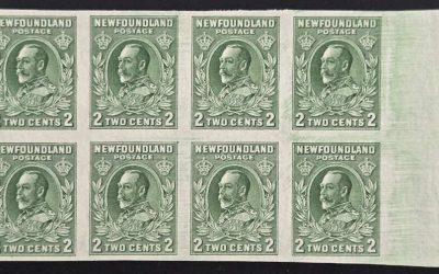 Newfoundland #186iii VF Unu 1932/37 2c Imperf Block (8)