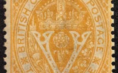 British Columbia #11 Fine+ Mint 1867 25c on 3d